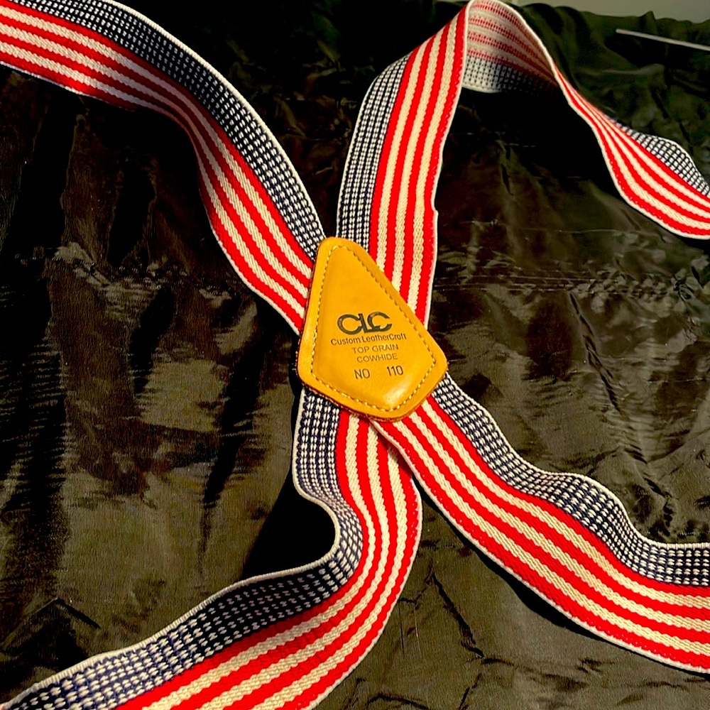 CLC Custom Leathercraft USA Heavy Duty Elastic Work Suspenders USA Flag Cowhide